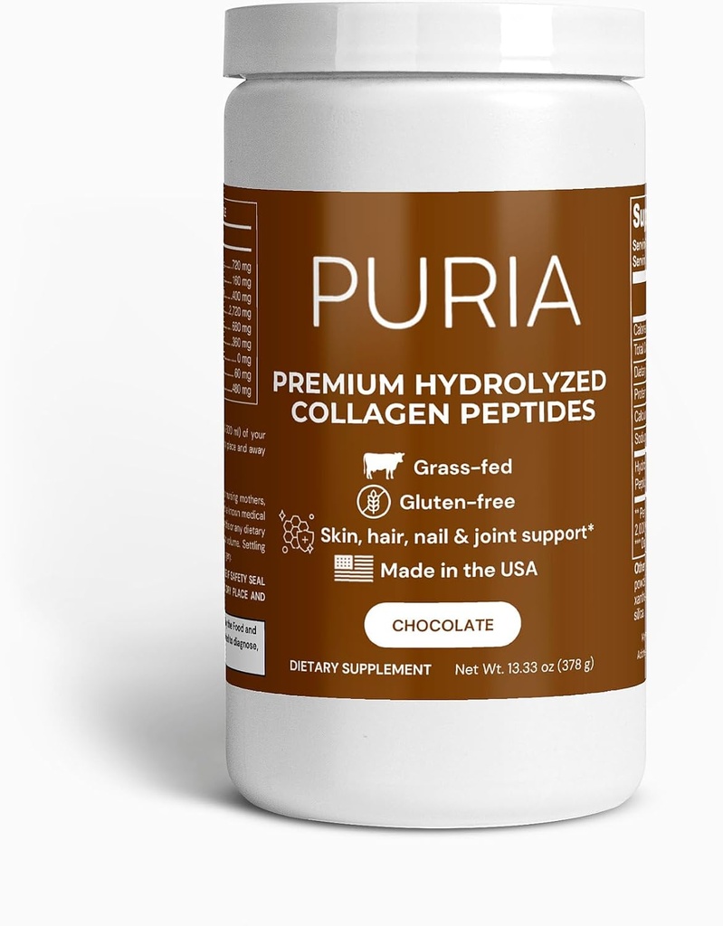Premium Grass-Fed Hydrolyzed Collagen Peptides Powder (Chocolate) | Collagen Powder - Hair, Skin, Nail, and Joint Support - Type I & III Grass-Fed Collagen Supplements for Women and Men