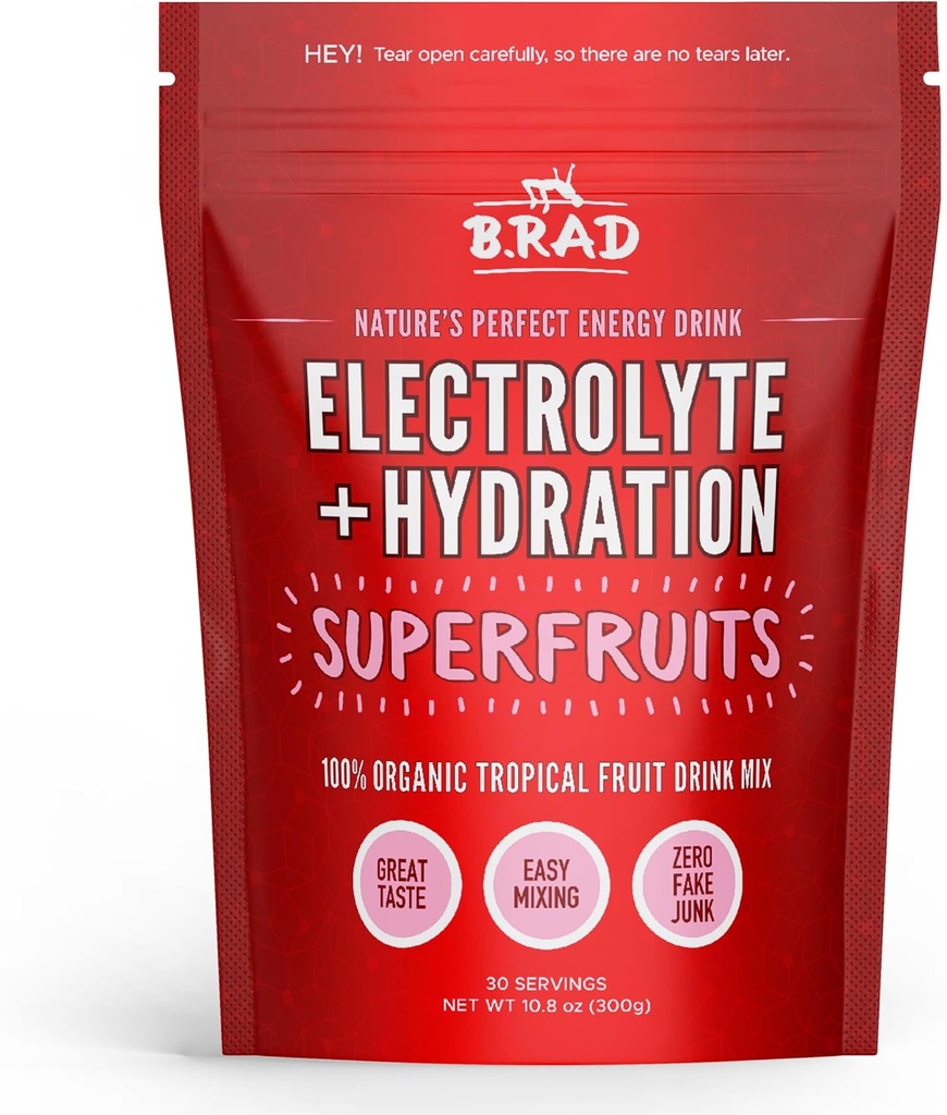 B.rad Superfruits Hydration " Electrolyte Beverage ¦ La bebida perfecta de energía de la naturaleza ¦ Freeze-Dried High-Antioxidant Tropical Fruit Powder ← 10.8 Ounces, 30 Servings