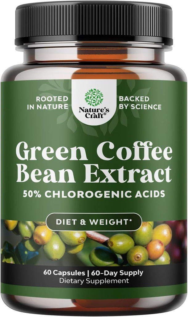 Suplemento de extracto de grano de café verde puro – Best for Weight Loss Appetite Suppressant – 750 mg con ácido clorogénico Mejor energía Booster Advanced Natural Potent Formula – 60 cápsulas