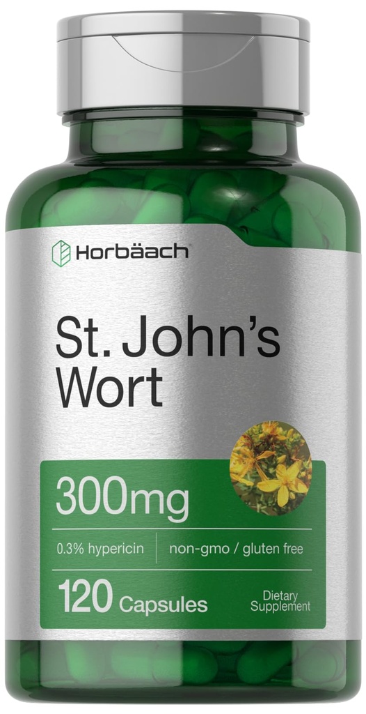 Horbäach St John's Wort Capsules 300mg Silencio 120 Conde ← Non-GMO, Gluten Free ← Herbal Extract