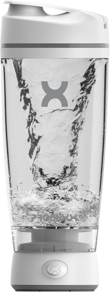 Promixx Original Shaker Botella - Batería propulsada por Smooth Protein Shakes - BPA Gratis, 20oz Copa (White)
