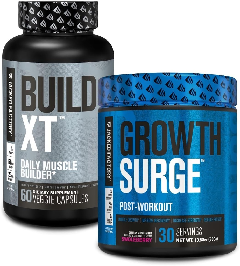 Jacked Factory Build-XT Daily Muscle Builder Supplement, Growth Surge Post Workout Recovery & Muscle Growth