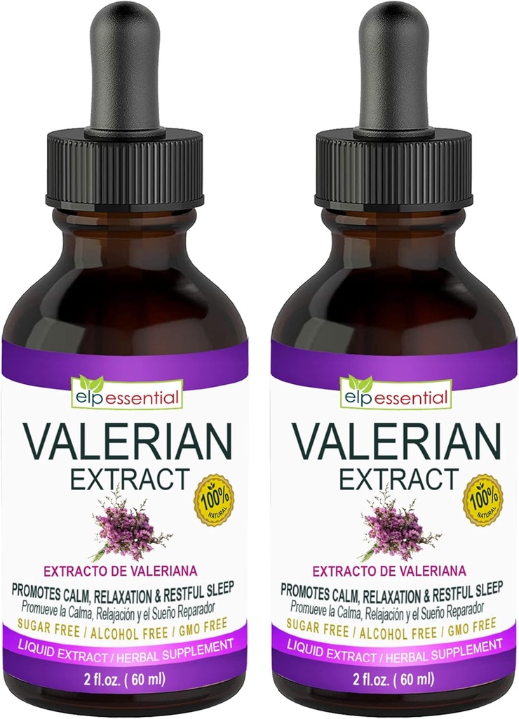ELP ESSENTIAL Valerian Root Extract Drops TENIDO 2 fl oz TENIDO Sugar Gratis, Alcohol Gratis, Gluten Free Liquid 2 Pack