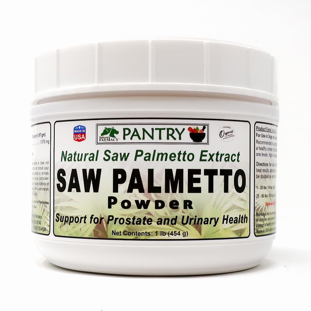 Dogzymes Saw Palmetto Powder - Eases Las dificultades urinarias que desarrollan cuando una próstata ampliada obstruye Urine de salir de la vejiga