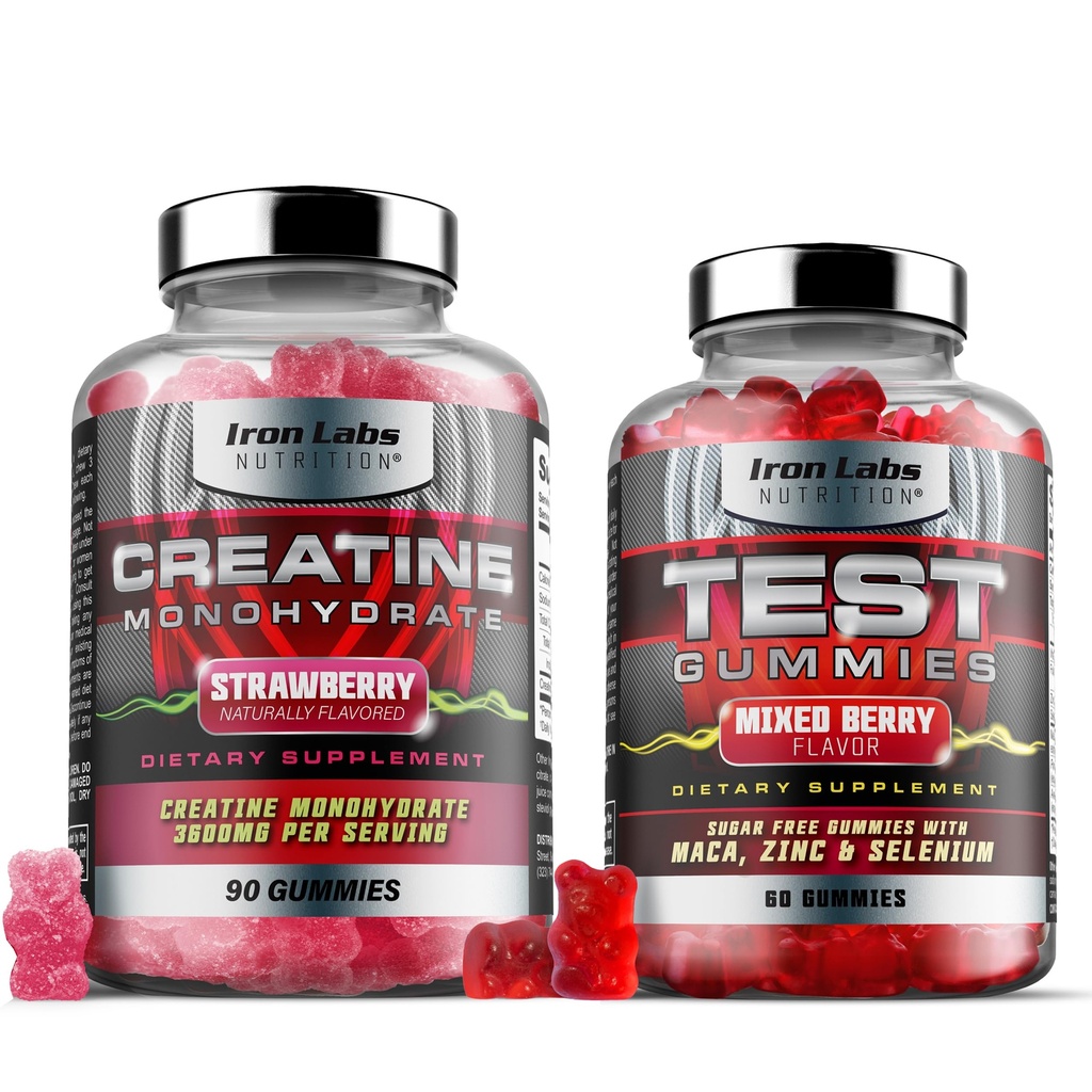 Muscle Gummy Bundle - Creatine Monohydrate Gummies & Testo Gummies for Hombre - Advanced Bundle