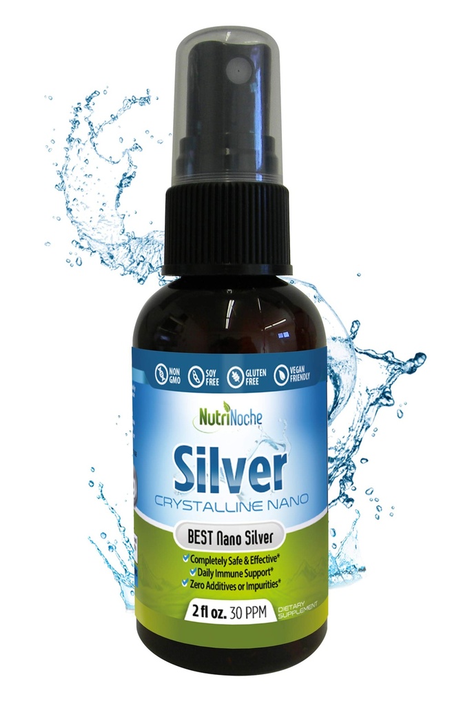 Nutrinoche Ultra Puro Colloidal Silver Spray - Excelente Daily Immune Support - Organic 99.99% Nano Particles - Ultra Pure Silver Hydrosol - 2 Ounces - 30 ppm