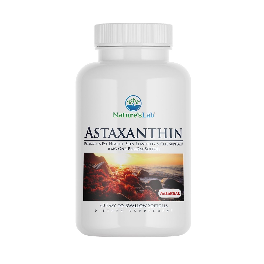 Laboratorio de Naturaleza Astaxanthin Astareal - 6 mg de Antioxidantes Potente - 60 cápsulas (2 Mes de Suministro)
