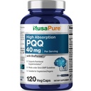 NusaPure PQQ Suplemento 40 mg, 120 cápsulas vegetarianas, no GMO, Pyrroloquinolina Quinone Disodium Salt, Bioperine