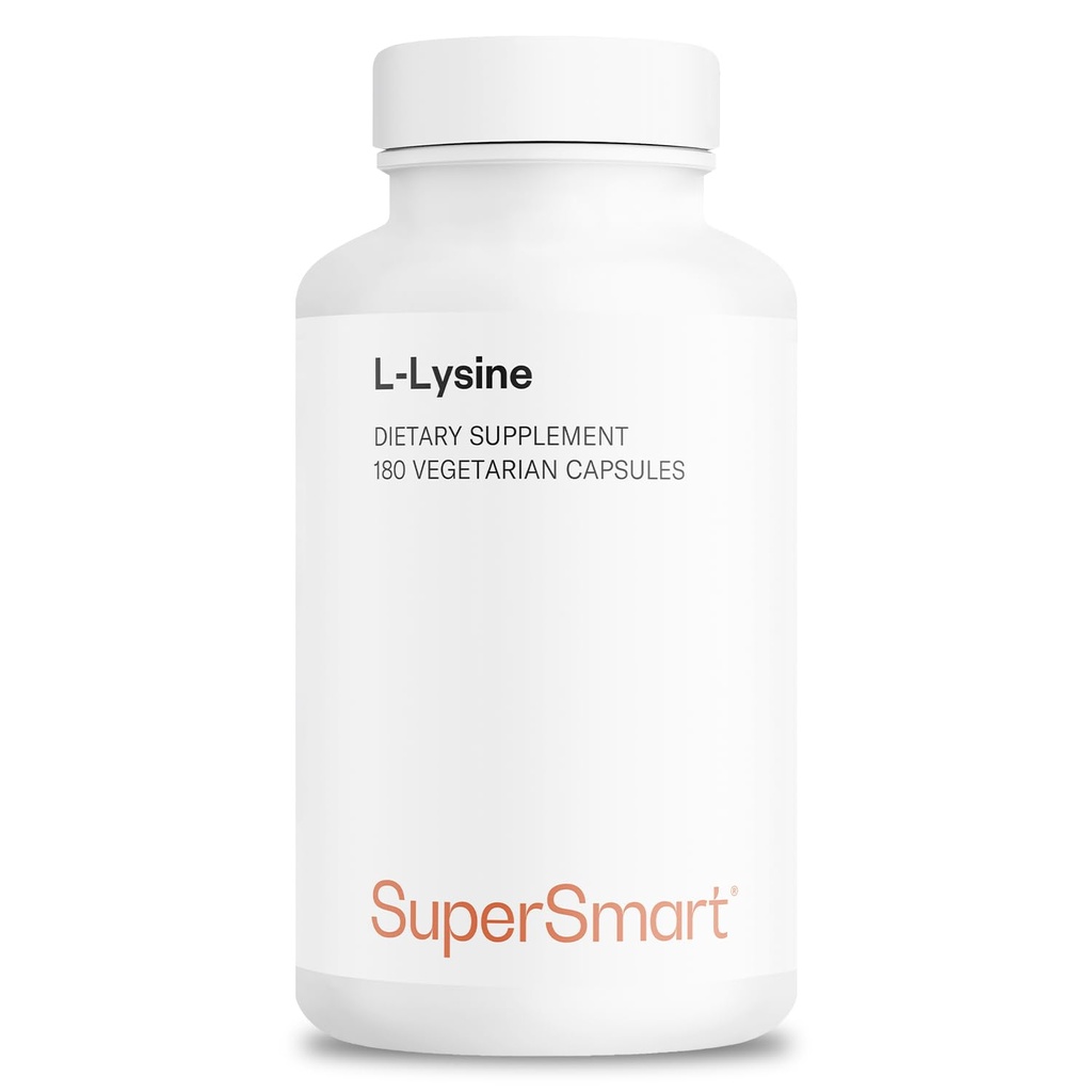 Supersmart - L-Lysine 6000mg per Day (High Strength) - Essential Amino Acid Lysine Supplement | Non-GMO & Gluten Free - 180 Vegetarian Capsules