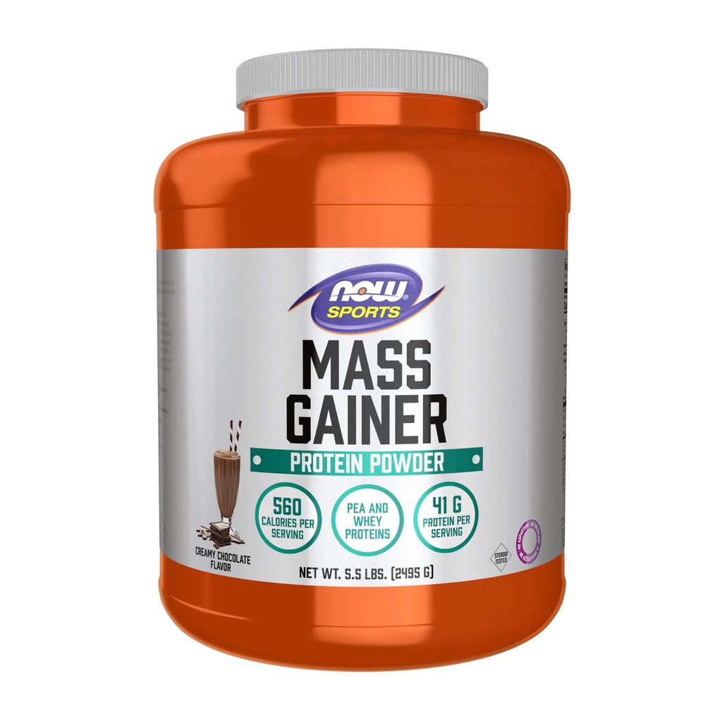 AHORA Foods Sports Mass Gainer Protein Powder, Creamy Chocolate Flavor, Pea y Whey Protein Blend, 5,5 libras.