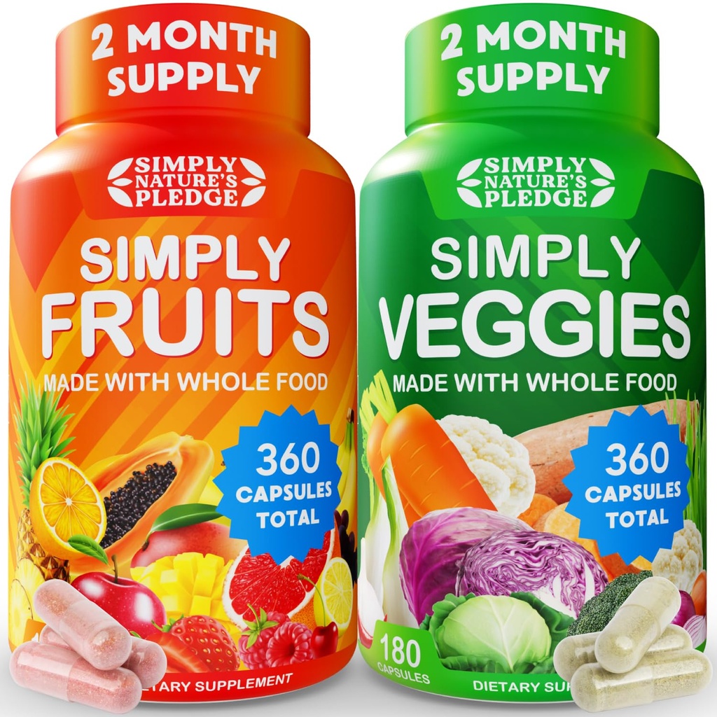Promesa de la naturaleza -Pagado con 42 Frutas y verduras diferentes - Hecho con Superalimentos Alimentarios completos - con Aloe Vera - 100% Soy Libre -2 Mes de Suministro- 180 Conde (Pack of 2)