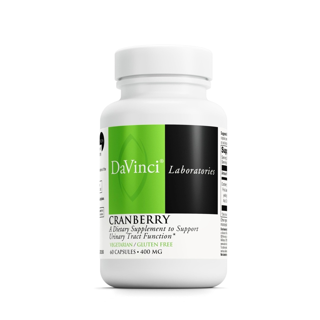 DAVINCI Laboratorios de arándano - Apoyo a la salud del tracto urinario* - Extracto de arándano con ácido cítrico y cítrico - Vegetariano, libre de gluten - 60 cápsulas