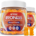 Vegan Iron Gummies Supplement with Vitamin C, B12, Folate & Turmeric - Energy & Immune Health | Gummy Iron Bisglycinate 18mg Gentle & Non-Constipating - Women & Men, 2 Pack