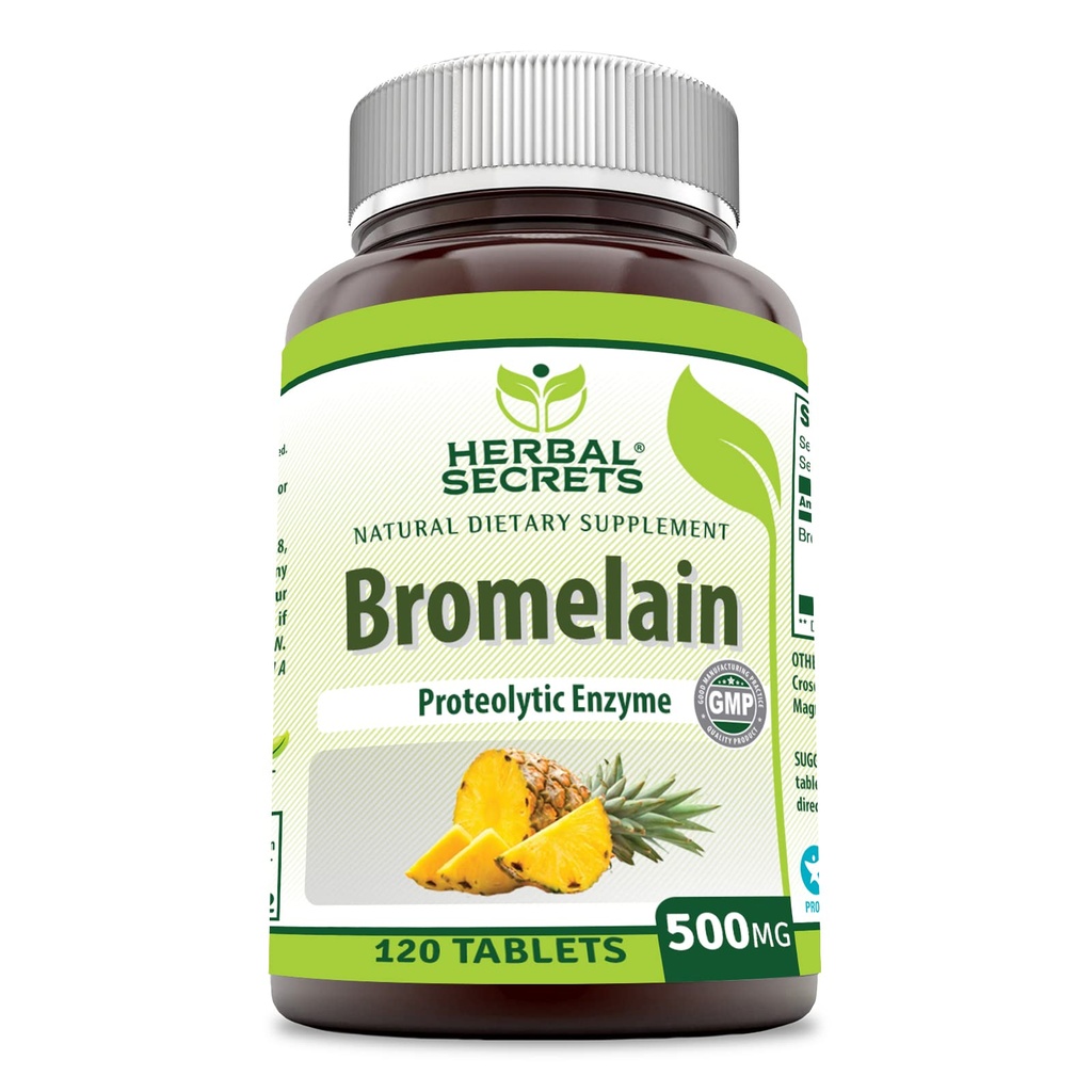 Herbal Secrets Bromelain Suplemento 500 Mg Tablets Suplemento ← Non-GMO Silencio Gluten Libre Silencio Made in USA (120 Conde)