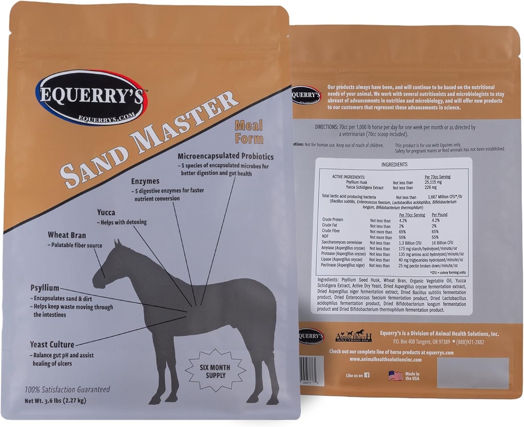Equerry's Sand Master Horse Supplement - Supports Sand Removal & Overall Digestive Health for Horses | Fecal Clearance for Horses | Psyllium | Appetite Stimulation - 3.6lb