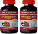 suplemento complejo antioxidante - ANTIOXIDANT MEGA COMPLEX 1440 MG - Extracto de Mangosteen, suplementos nutricionales antioxidantes, mangostina granada de arándanos, detox y limpieza 2 Botellas 120 Capsules