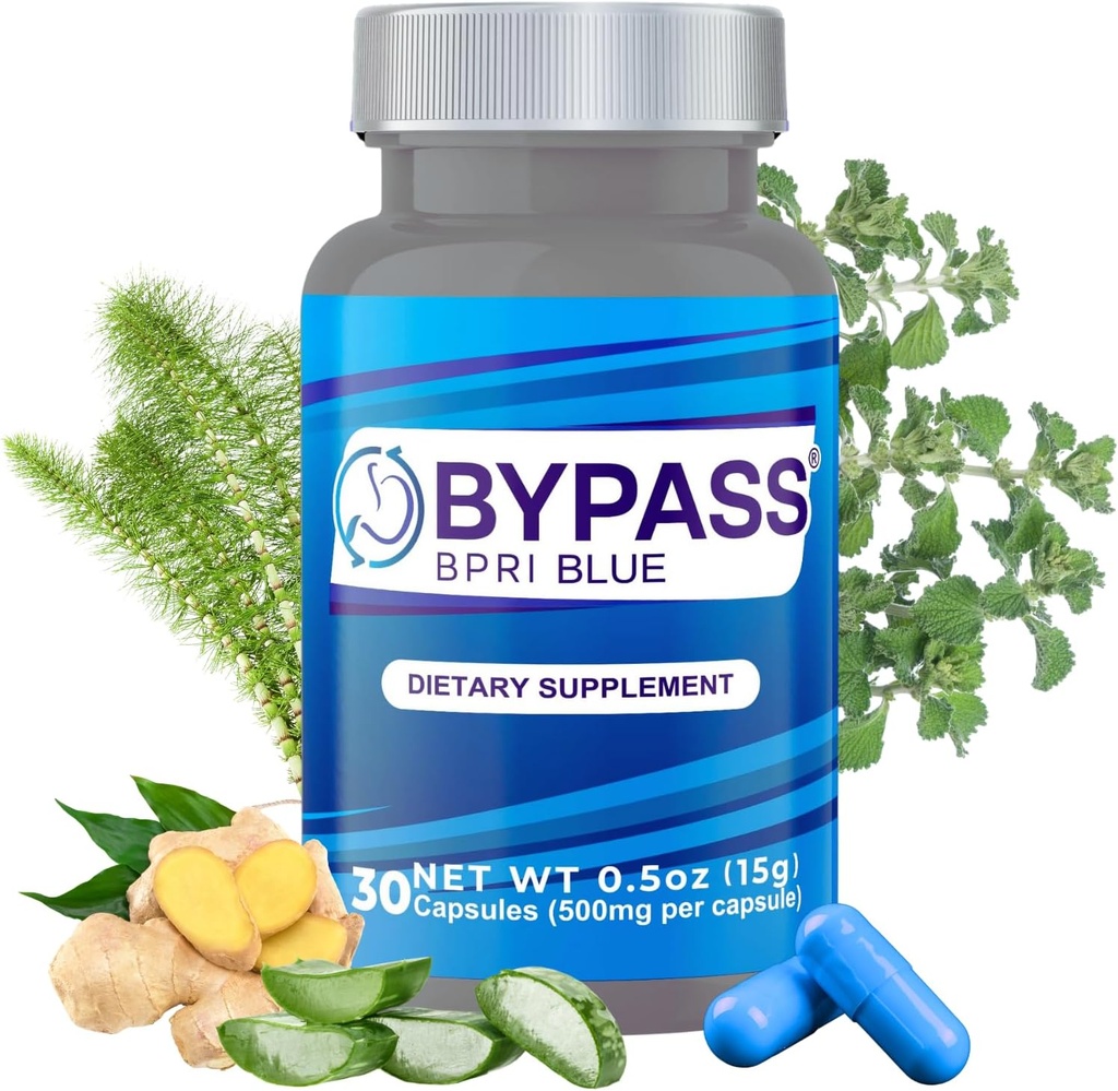 YERBERO Bypass BPRI Blue - Next Step in The BPRI Series - 30 Caps - Destacando Aloe Vera, Ginger, Sarsaparilla Root, Green Tea, Dandelion, Horsetail, y Más - 500 mg por cápsula.