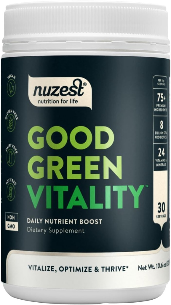 Nuzest Greens Powder Good Green Vitality – Vitamins, Minerals & Superfoods – Vegan Multivitamin Supplement (300g)