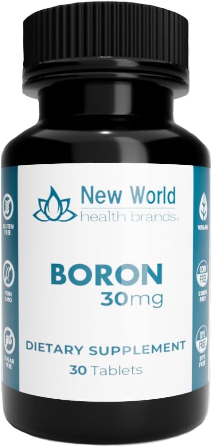 Boron 30mg Suplemento Mineral - Soft-Presed Tablets Thyroid Support Fast Absorption Formula (30)