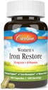 Carlson - Restauración de hierro femenino, 28 mg Vitaminas de hierro + B, Apoyo menstrual, Absorción de hierro " Salud de las mujeres, 180 cápsulas