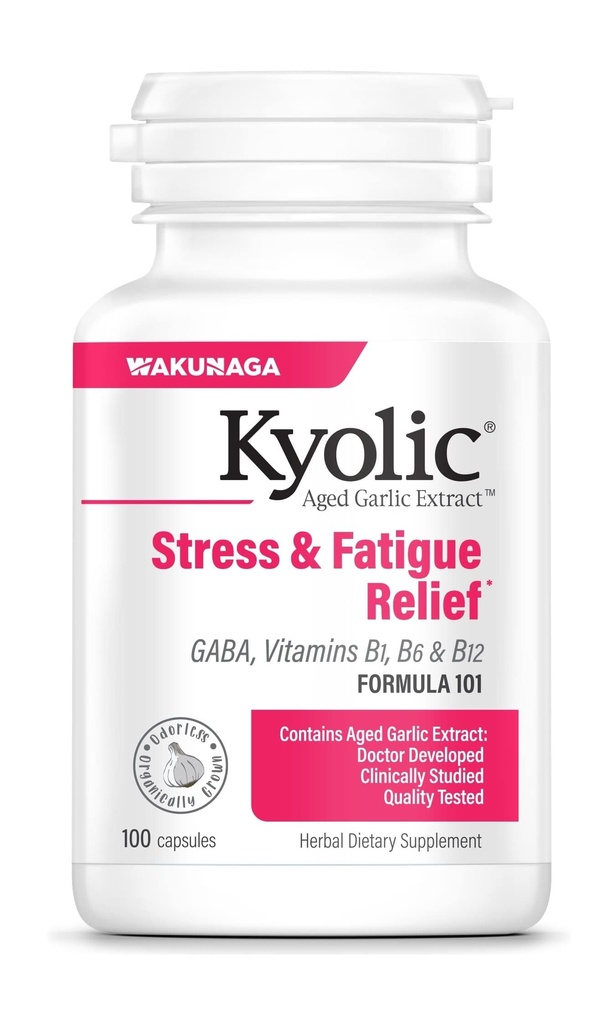Kyolic Aged Extract Fórmula 101, Stress and Fatigue Relief, 100 cápsulas.