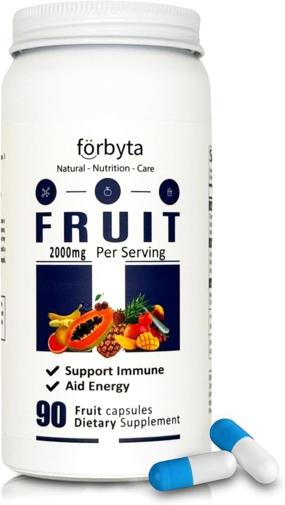 Fruits Supplement – Whole Food-Based Fruit Blend Capsules – Natural Antioxidant Support – Rich in Essential Vitamins – Non-GMO, Gluten-Free – 90 Capsules
