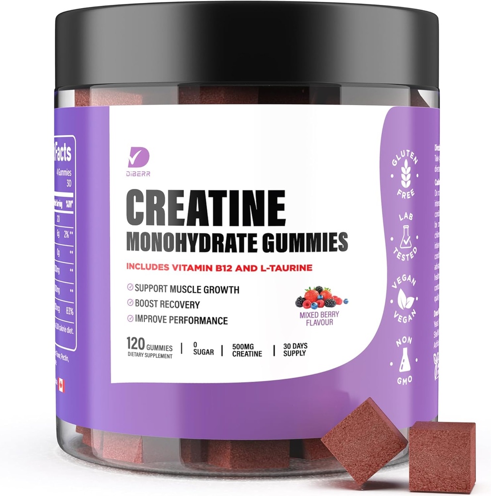 Critina Gummies - Cretina Monohydrate Gummies for Men &amp; Women - 5g de Monohidrato de Creatina por Serving- Incremento Focus, Fuerza, Resistencia -Edificio Muscle, Azúcar Libre, Vegan, No GMO 120 Ct