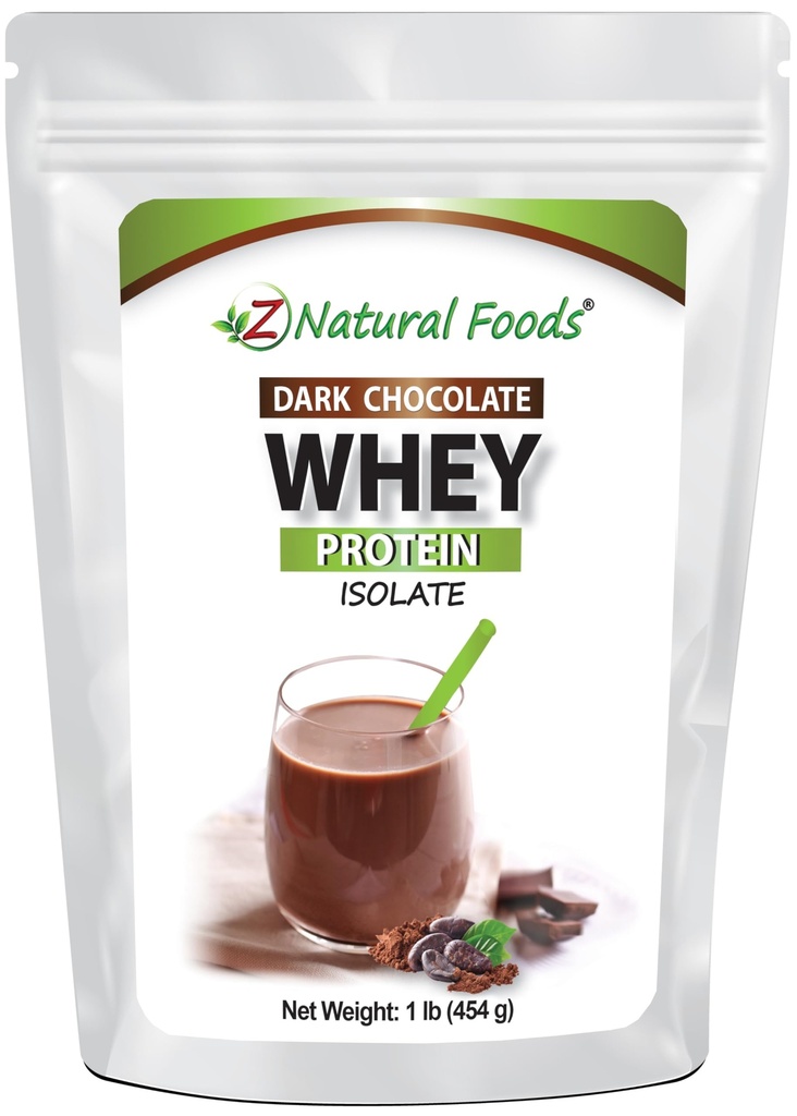 Whey Protein Isolate - Dark Chocolate Flavor with Zero Sugar - Delicious All Natural Protein Powder - Mix in Smoothie, Shake, Juice, Or Recipe - Hormone Free, Non GMO, & Gluten Free - 1 lb