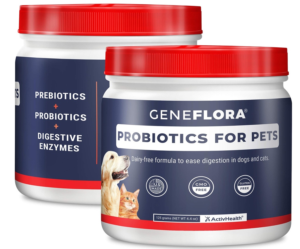 ActivHealth Digestive Enzymes and Probiotic for Pets (Dogs, Cats, Rabbits y Más, 125 mg, 120 porciones) de Geneflora para mascotas Pack de 2
