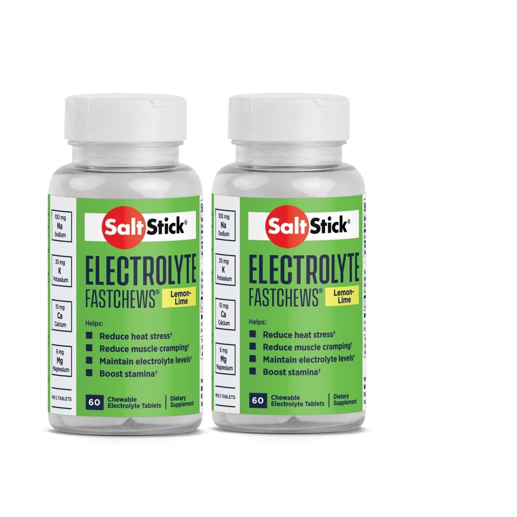 SaltStick Fastchews 60 Conde Electrolyte Replacement Zesty Lemon Lime 2 Pack (120 Total Tablets)
