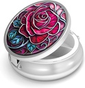 Pill Box-3 Compartment Funda de pequeña pill para purse &amp; Pocket Mini Metal Pill Holder Travel Pill Container to Hold Supplements Vitamins BPA-Free (Rose)