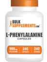 BulkSupplements.com L-Phenylalanine Capsules - Phenylalanine Supplement, L-Phenylalanine 500mg - Gluten Free, 1 Capsule per Serving, 240 Capsules (Pack of 1)