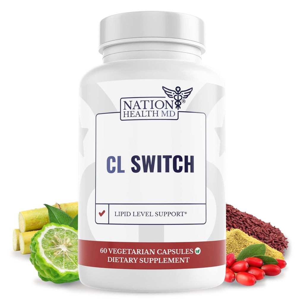 CL Switch – Heart Wellness Supplement – Supports Healthy Cholesterol Levels " Blood Pressure Ya en Normal Range* – con Citrus Bergamot, Berberine, Red Yeast Rice – 60 cápsulas