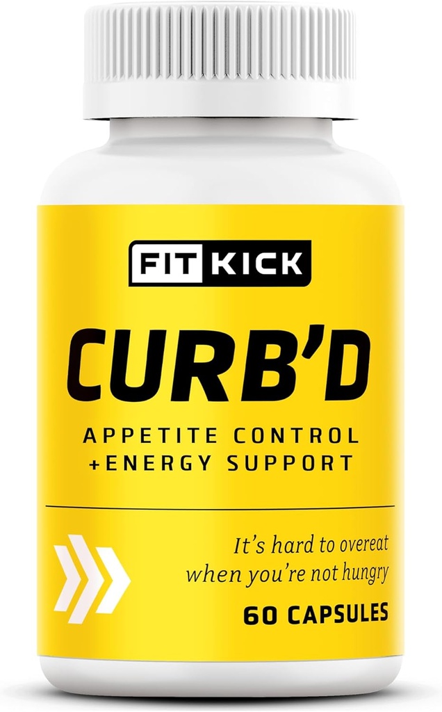 FITKICK Curb’D Capsules – Appetite de no receta " Ahorro de apoyo, Fórmula de energía " con extractos naturales – Ketones de frambuesa, grano de café verde " Aurantium – 60 cápsulas veganas