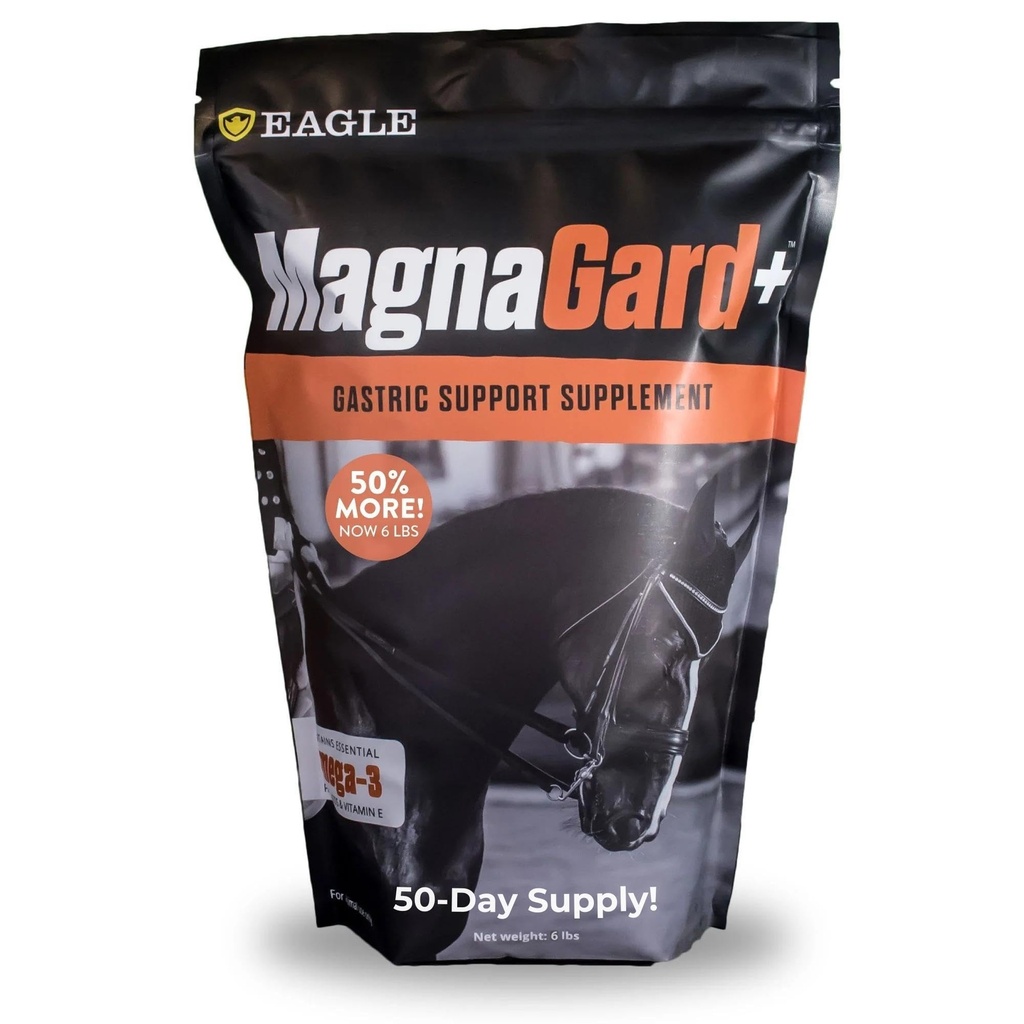 Más Complemento de soporte gástrico para Caballos con Omega 3s Silenciosos Ulcers, Suplemento de calma, Magnesio &amp; Otros Minerales Vitales TEN Powder, 6 Pound Bag, 45-Day Supply
