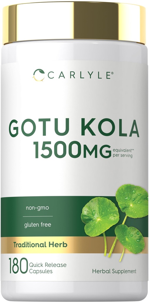 Carlyle Gotu Kola Capsules 1500mg  180 Count ← Non-GMO, Gluten Free ← Tradicional Herb Extract