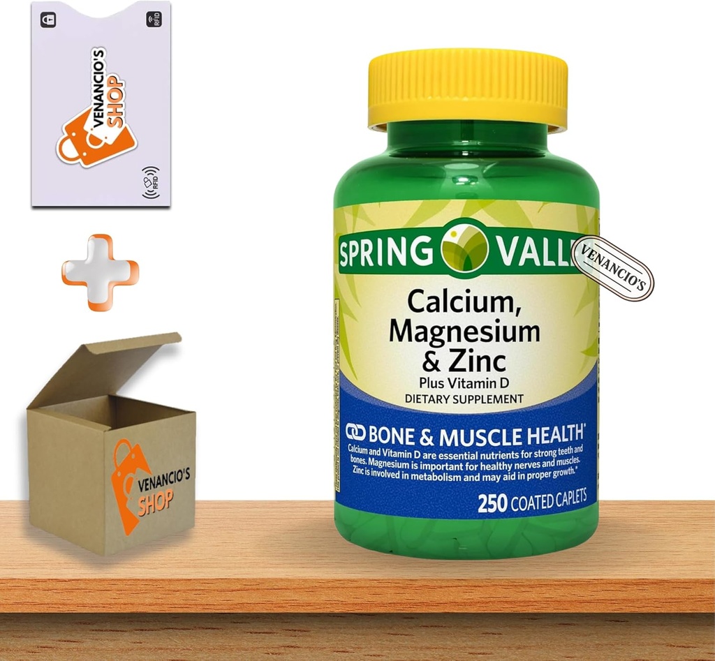 Calcium Magnesium Zinc with Vitamin D3 Caplets • Bone & Muscle Health • Immune Support • Dietary Supplement • 250 Count by Spring Valley Plus Venancio’s Shop Sticker