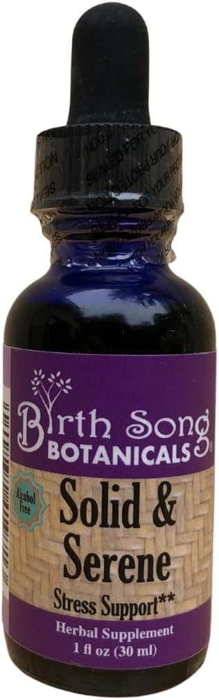 Canción de nacimiento Botánicos sólidos " Sereno Herbal Stress y Mood Support Tintura - Chamomile, Pasionflower, Valerian Liquid Drops for Stress Support - Non-Habit Forming Natural Supplement