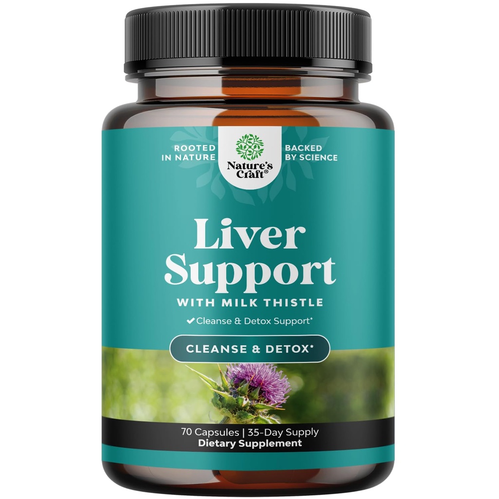 Liver Cleanse Support - Milk Thistle Supplement with Choline - 70 Count