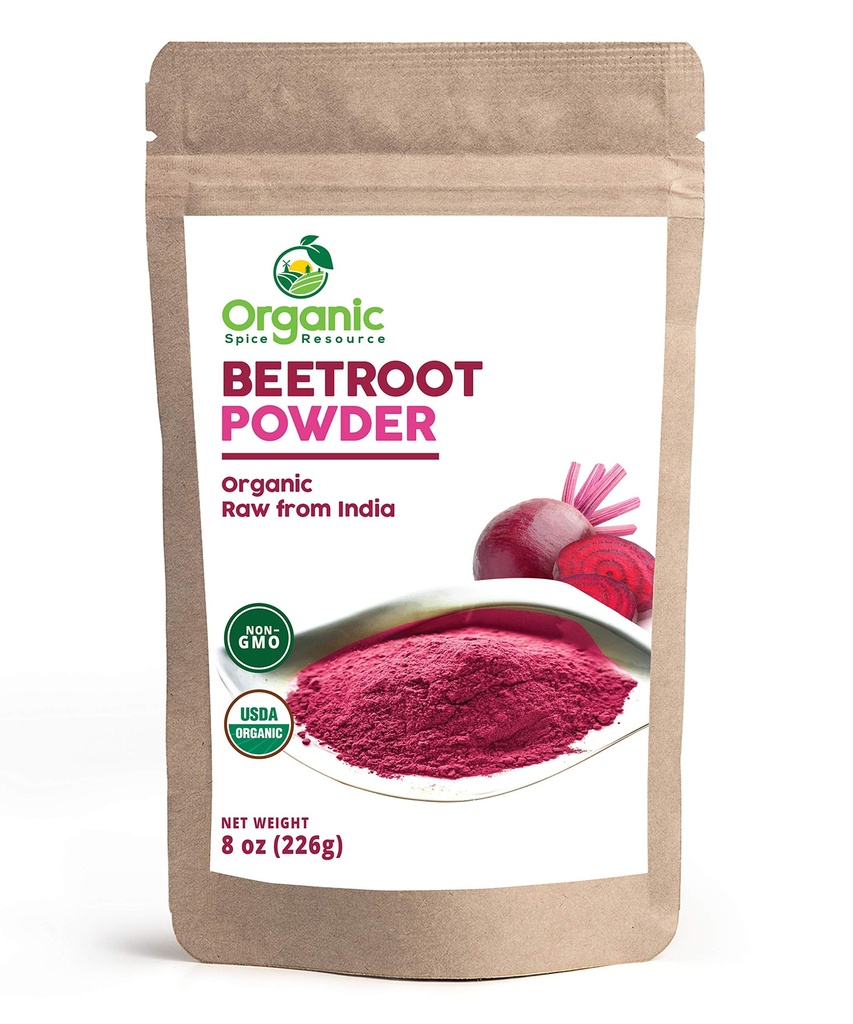 Organic Beet Root Powder | 8 oz or 226g | USDA Organic Approved, Raw and Non GMO | Nitric Oxide Booster, Increases Stamina and Circulation | Vegan | 100% Raw from India, by SHOPOSR(8oz)