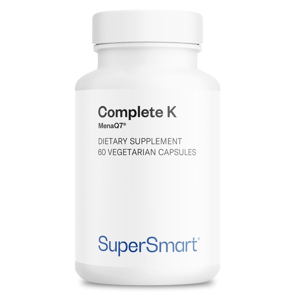 Supersmart - Complete K - with K1, K2 (MK4 + MK7) - Full Spectrum Vitamin K Supplement ← Non-GMO &amp; Gluten Free - 60 cápsulas vegetarianas