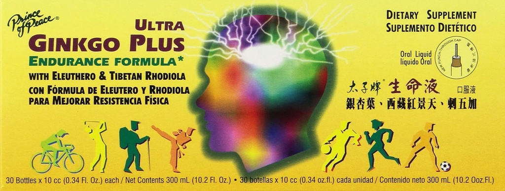 Príncipe de Paz - Ultra Ginkgo Plus, 30 Botellas, 0.34 OZ/Each, 10.2 fl oz