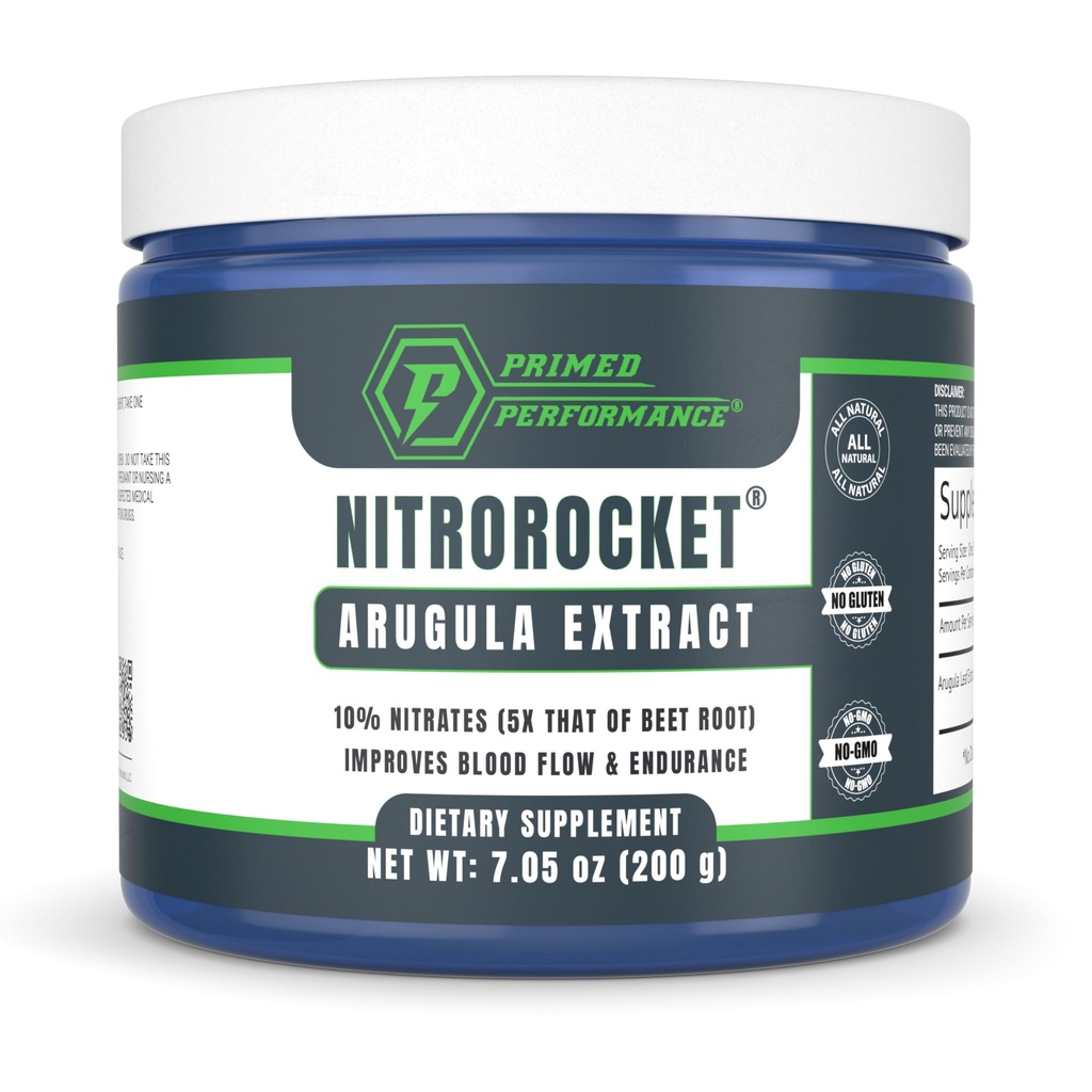 NitroRocket Nitric Oxide Supplement – Boost Circulation, Blood Flow, Endurance & Energy – Booster de nitratos de base vegetal para hombres y mujeres – 200g Powder