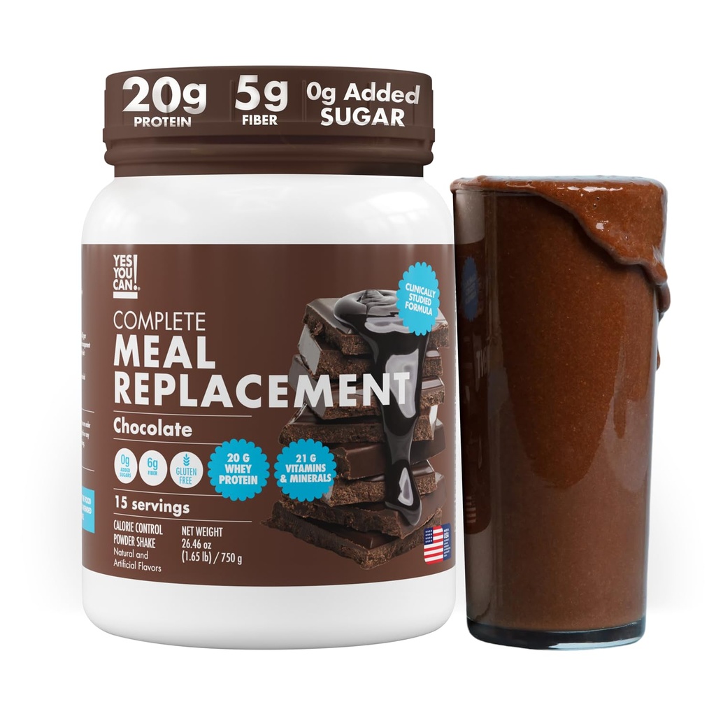 ¡Sí puedes! Meal Reemplazo Shake - 20G Proteína, fibra 5G, 21 vitaminas & minerales, 0G Añadido Sugar - Meal Replacement Protein Powder - Completa All-in-One Nutrición - 15 Servings (Chocolate)