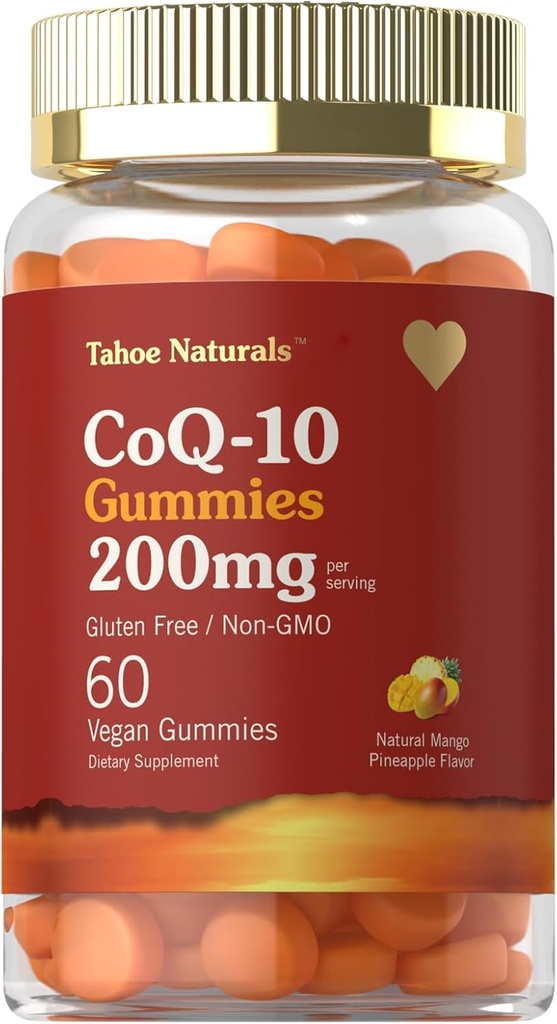 CoQ10 Gummies TENIDO 200 mg ANTE 60 Conde Silencio Natural Mango Pineapple Flavor ANTE Vegan, Non-GMO, Gluten Free TEN por Carlyle