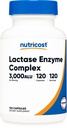 Complejo Nutricost Lactase Enzyme 3000 FCC ALU, 120 cápsulas vegetarianas - No GMO, Gluten Free, 120 piezas
