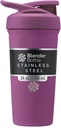 BlenderBottle Strada Shaker Cup Botella de agua de acero inoxidable aislada con Wire Whisk, 24-Once, Plum
