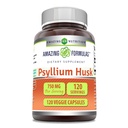 Fórmulas increíbles Psyllium Husk 750mg Veggie Capsules Suplemento ← Non-GMO Silencio Gluten Free ← Made in USA ← Adecuado para los vegetarianos (120 Conteo)