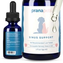 PranaPets Sinus Support Suplemento líquido para mascotas Silencio Naturalmente Apoya Cat &amp; Dog Sinus Relief ← Fórmula natural para la congestión