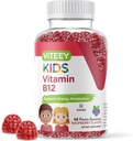 Viteey Vitamin B12 for Kids Gummies, 1000mcg - Metabolism, Natural Energy Support - Vegan, Gelatin Free, Gluten Free, GMO Free - Tasty Chewable B12 Raspberry Flavored Gummy